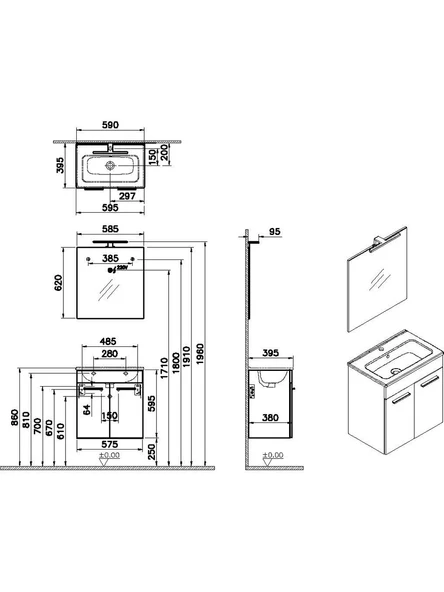 Vitra Ardea Banyo Dolap Seti 60 cm Parlak Beyaz 75023 - 4