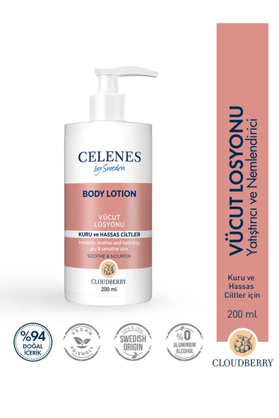 Celenes Cloudberry 200 Ml Kuru/Hassas Ciltler Vücut Losyonu(Parfümsüz)*36 ürün görseli 1