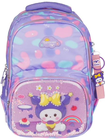 Relaxion Kabartmalı Kuromi Figürlü Pullu 3'Lü İlkokul Çantası Beslenme Kalemlik Seti 1370 - 2