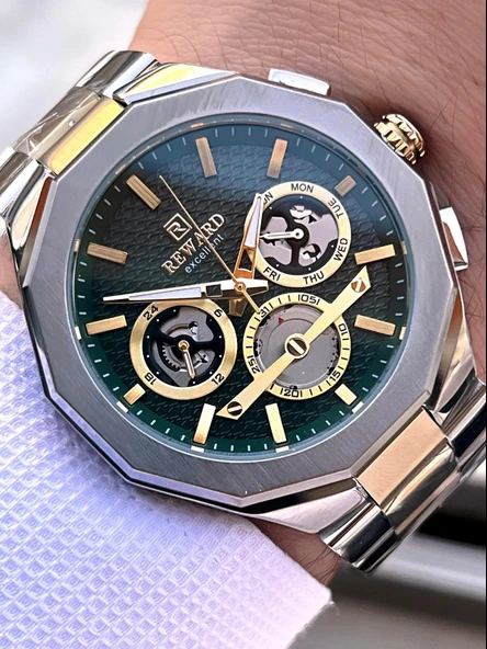 Reward Çelik Kordon Otomatik 5 Atm Suya Dayanıklı Erkek Kol Saati VS.BLKT.0516 - Resim 2