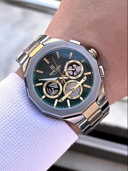 Reward Çelik Kordon Otomatik 5 Atm Suya Dayanıklı Erkek Kol Saati VS.BLKT.0516 - Resim 3