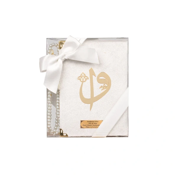 Tesbih + Yasin Hediye Seti (Çanta Boy, ElifVav, Raşel, Krem) ürün görseli 1