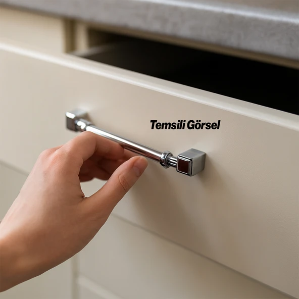 Krom Renk Talas Metal 160 mm 16 cm Düz Kulp Mobilya Mutfak Çekmece Dolap Kulpu Kulbu Kulpları - Resim 6