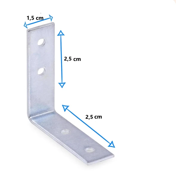 Mobilya, Dolap Yatak Duvara Sabitleme Bağlantı Aparatı L Demiri Gönye 1,5cmX2,5 cmX2,5cm(20 ADET) - Resim 3
