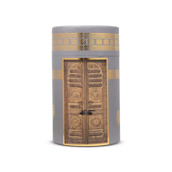 Seccade + Tesbih + Esans Hediye Seti (Kabe Desen, Gri) ürün görseli 1