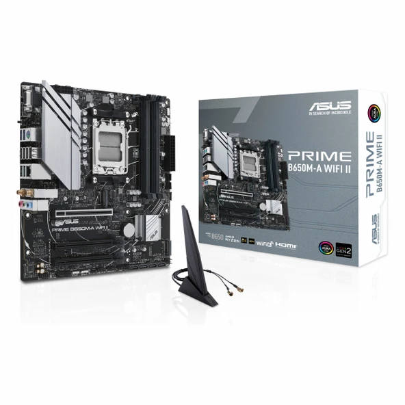 Asus Prime B650M-A WiFi II DDR5 (7600MHz)OC M.2 VGA/HDMI/DP PCIe 4.0 AM5 mATX Anakart ürün görseli 1