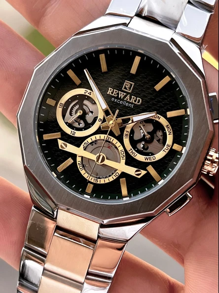 Reward Çelik Kordon Otomatik 5 Atm Suya Dayanıklı Erkek Kol Saati VS.BLKT.0516 - Resim 4