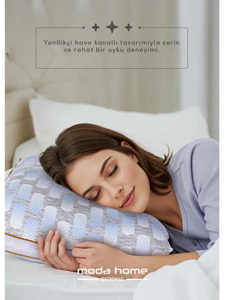 2 Adet moda klimalı yastık ,pamuk viskon kumaşlı çift biyeli yıkanabilir kılıflı 50*70 cm 1250 gr - 3