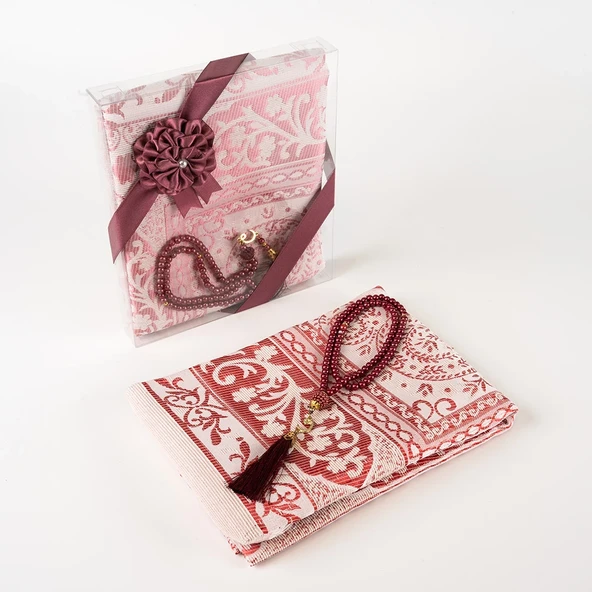 Tesbih + Seccade Hediye Seti (Bordo) - Resim 2