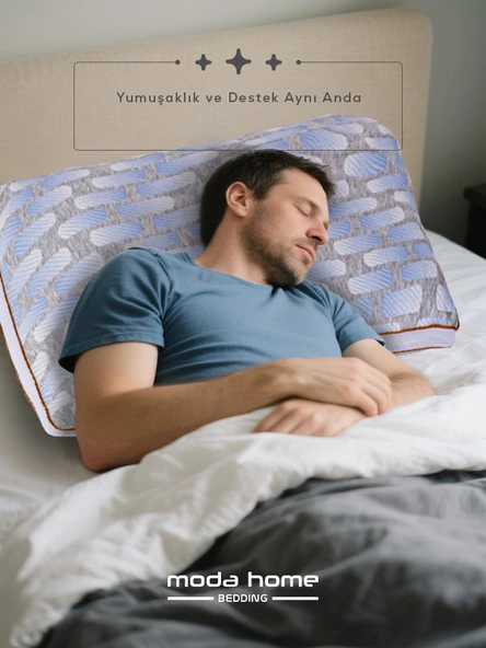 2 Adet moda klimalı yastık ,pamuk viskon kumaşlı çift biyeli yıkanabilir kılıflı 50*70 cm 1250 gr - 5