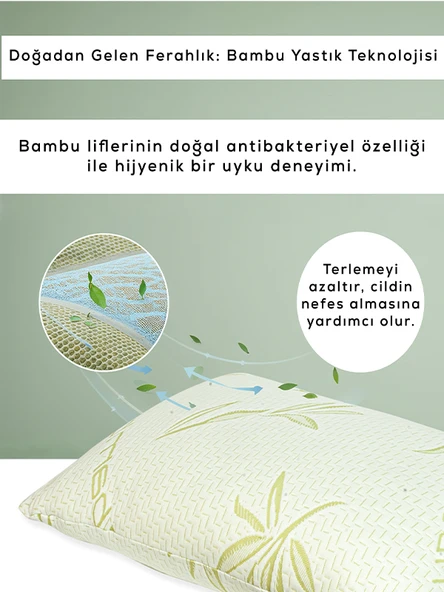 2 Adet bambu kumaşlı yastık ,fermuarlı yıkanabilir kılıflı Antialerjik 1.kalite boncuk silikonlu 50x70 cm 1000 gr - 7