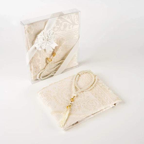 Tesbih + Seccade Hediye Seti (Krem) - 2