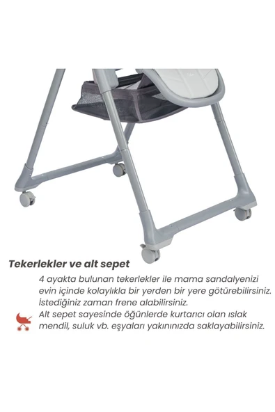 Merkür Bebe Defne Mama Sandalyesi/gri - Resim 7