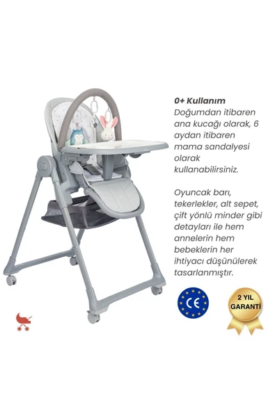 Merkür Bebe Defne Mama Sandalyesi/gri - Resim 2