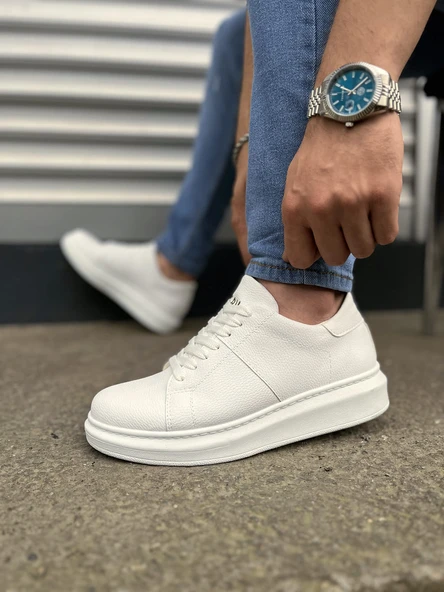 JET-151 Boost Bağcıklı Cilt Erkek Günlük Sneaker Ayakkabı CBT - Beyaz - Resim 3
