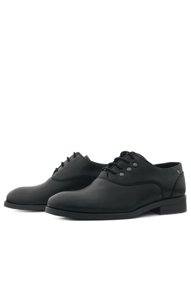 Rakerplus Smokin Siyah Mat Bağcıklı Metal Detaylı Çocuk Klasik Ayakkabısı - Resim 6