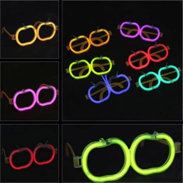 CEYLAN ADAM     Glow Stick Elma Gözlük - Glow Partisi Gözlüğü - Glow Stick Gözlük 12 Adet - Resim 5