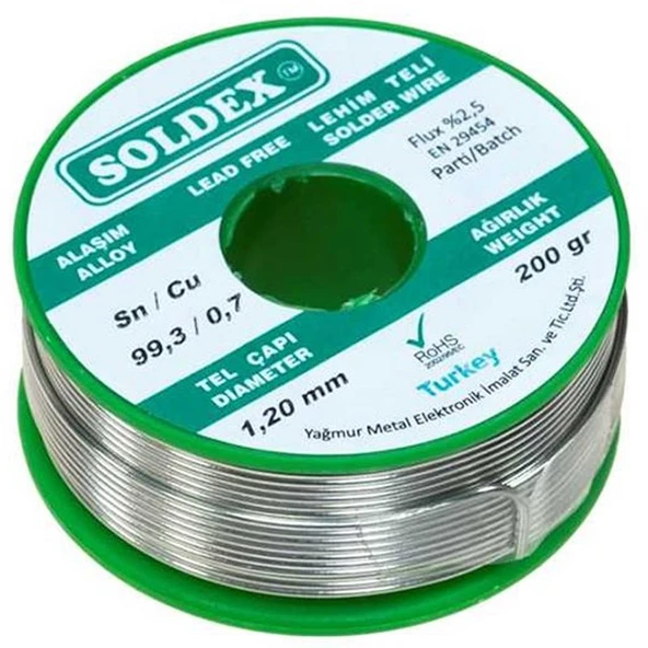 Soldex 1.20 Mm 200 Gr Kurşunsuz Lehim Teli ürün görseli