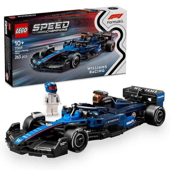 LEGO Speed Champions Williams Racing FW46 F1 Yarış Arabası 77249 - 10 Yaş ve Üzeri Çocuklar için Sürücü Minifigürü İçeren Yaratıcı Oyuncak Yapım Seti (263)