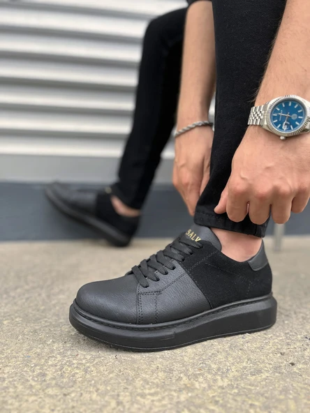 JET-151 Boost Bağcıklı Cilt Süet Erkek Günlük Sneaker Ayakkabı CSST - Siyah - Resim 3