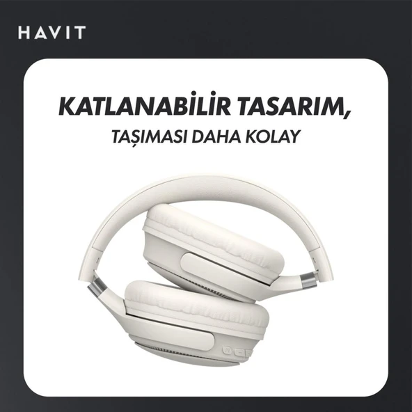 Havit H630BT PRO ANC Kulak Üstü Katlanabilir Bluetooth Kulaklık - 50 Saat Batarya Çift Cihaz Desteği - Resim 4
