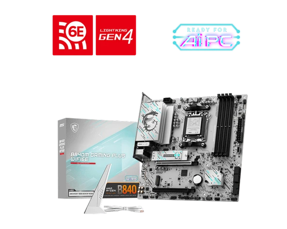 MSI B840M GAMING PLUS WIFI6E AM5 DDR5 8000MHZOC HDMI , DP,2X M.2 USB 5 GBS 2.5G LAN WI-FI 6E MATX ürün görseli