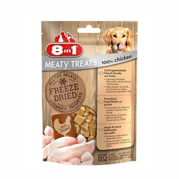 8in1 Meaty Treats Freeze Dried Tavuklu Kurutulmuş Tahılsız Köpek Ödülü 50 Gr ürün görseli 1