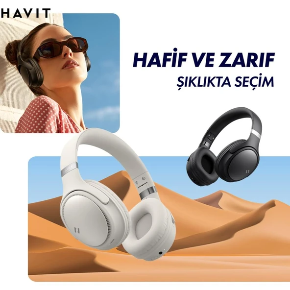 Havit H630BT PRO ANC Kulak Üstü Katlanabilir Bluetooth Kulaklık - 50 Saat Batarya Çift Cihaz Desteği - Resim 5