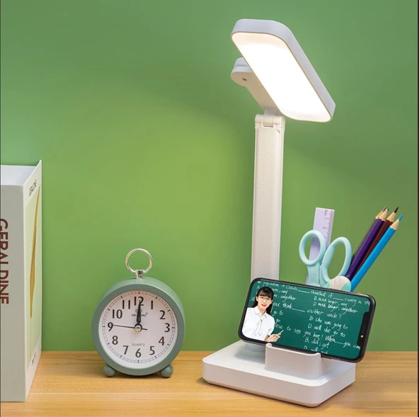 3 RENKLİ KALEMLİKLİ TELEFON TUTUCULU MASA LAMBASI OKUMA IŞIĞI - Resim 4