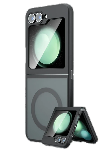 Samsung Galaxy Z Flip 5 Kılıf Blur Fold Magsafe Kapak - Mat Siyah - 1