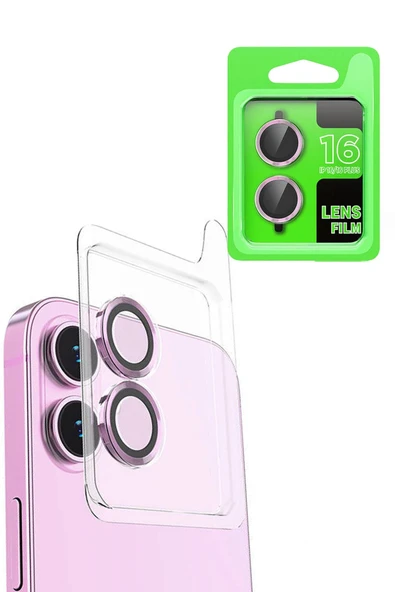 iPhone 16 Plus Raze Metal Kamera Lens - Pembe