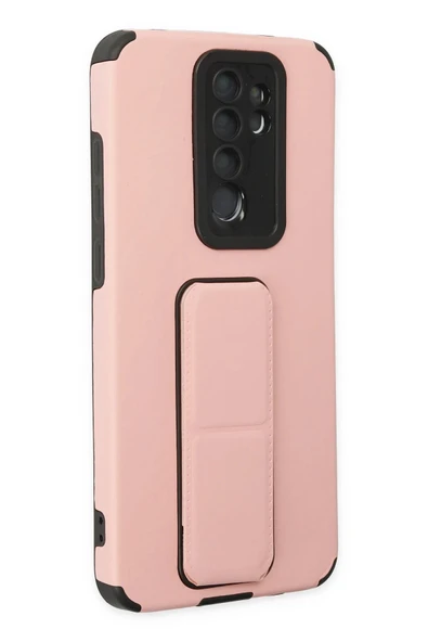 Xiaomi Redmi Note 8 Pro Kılıf Mega Standlı Silikon - Pudra - 2