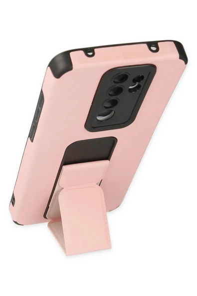Xiaomi Redmi Note 8 Pro Kılıf Mega Standlı Silikon - Pudra - 3
