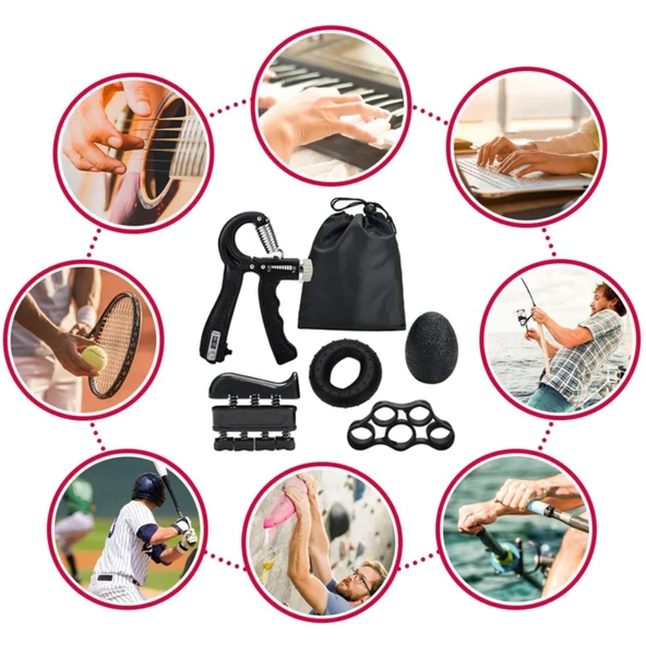 6 LI EL KOL BİLEK GÜÇLENDİRİCİ SET FİTNESS EL EGZERSİZİ KAVRAMA PARMAK TUTUCU BİLEK GÜÇLENDİRME ürün görseli