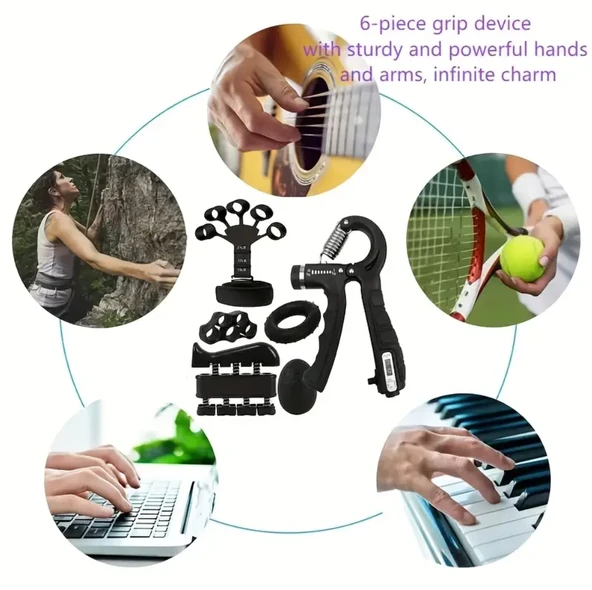 6 LI EL KOL BİLEK GÜÇLENDİRİCİ SET FİTNESS EL EGZERSİZİ KAVRAMA PARMAK TUTUCU BİLEK GÜÇLENDİRME - Resim 4