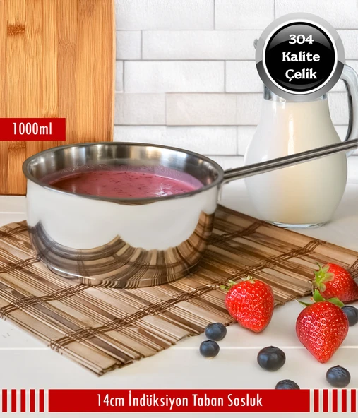 Çelik İndüksiyon Taban Kaçerola Sosluk Sütlük 14cm
