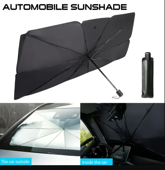 TÜM ARAÇLARLA UYUMLU ŞEMSİYE TİPİ ÖN CAM GÜNEŞLİK GÖLGELİK KATLANABİLİR - Resim 3