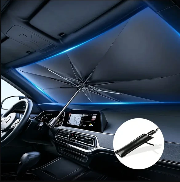 TÜM ARAÇLARLA UYUMLU ŞEMSİYE TİPİ ÖN CAM GÜNEŞLİK GÖLGELİK KATLANABİLİR ürün görseli