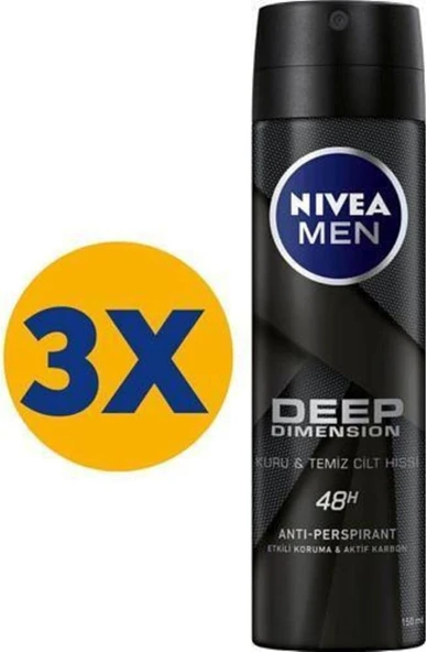 NIVEA Men Deep Aktif Karbon Dedarant 150 Ml X 3 Adet ürün görseli 1