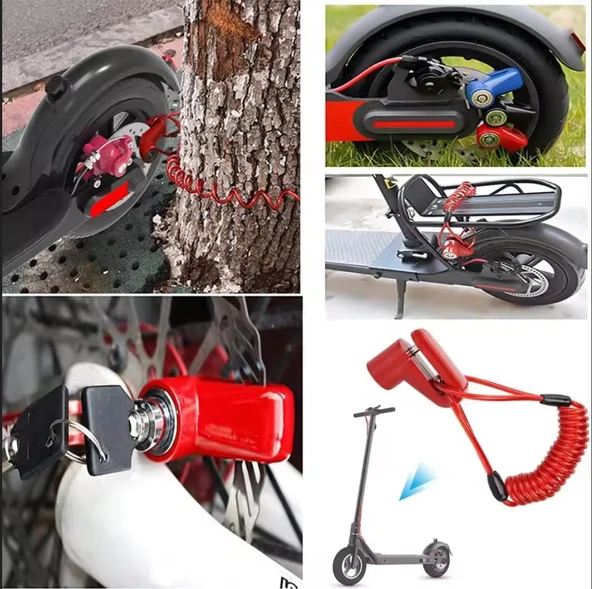 MOTORSİKLET SCOOTER BİSİKLET TEKERLEK ELEKTRİKLİ ARAÇ DİSK KİLİDİ GÜVENLİK KİLİTİ - Resim 2