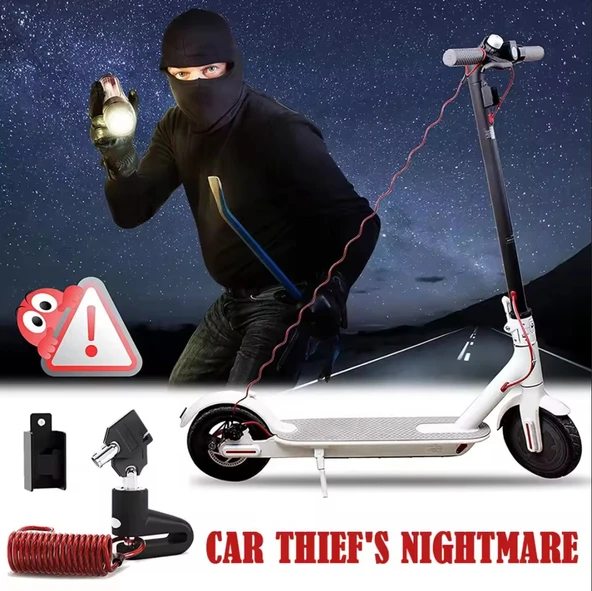 MOTORSİKLET SCOOTER BİSİKLET TEKERLEK ELEKTRİKLİ ARAÇ DİSK KİLİDİ GÜVENLİK KİLİTİ - Resim 3