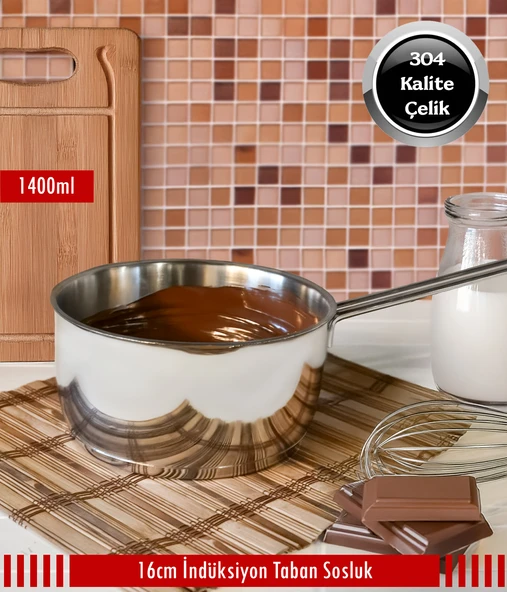 Çelik İndüksiyon Taban Kaçerola Sosluk Sütlük 16cm