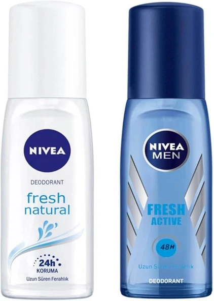 NIVEA Men Fresh Active Deodorant 75 Ml + Fresh Natural Kadın Deodorant 75 Ml ürün görseli