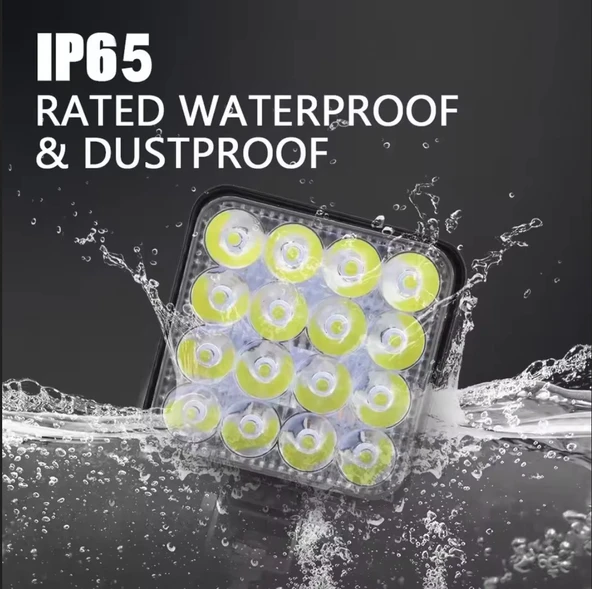 16 LEDLİ TEPE LAMBASI GERİ VİTES LAMBASI OFROAD TRAKTÖR TIR KAMYON SİS FARI - Resim 4