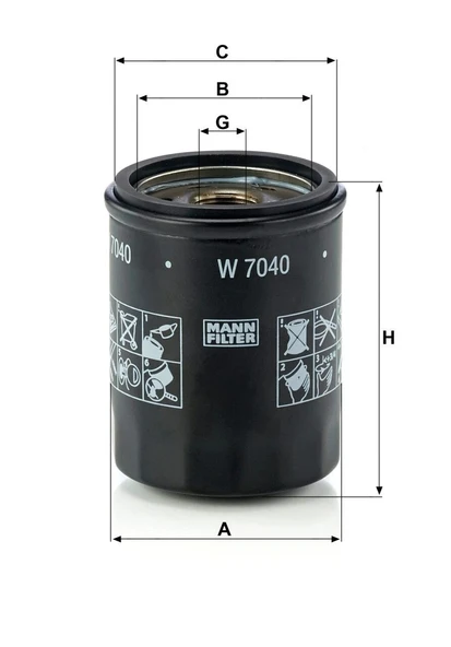 W 7040 - Yağ filtresi -  MANN FILTER - Resim 2