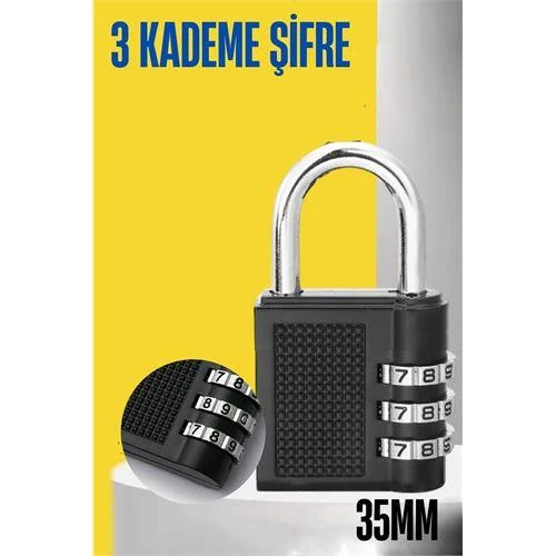 Modacar Şifreli Asma Kilit 3 Kademe 35 mm