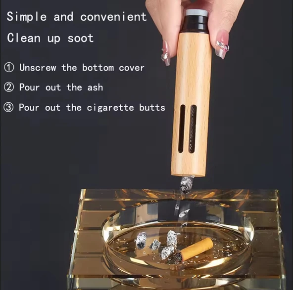 TAŞINABİLİR ARAÇ OFİS İÇİN SİGARA KÜLLÜĞÜ ARAÇ İÇİ KÜLLÜK AHŞAP KÜL TABLASI - Resim 4