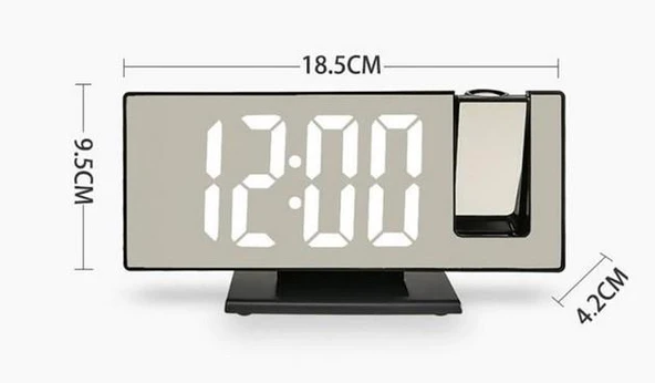PROJEKSİYONLU AYNALI ÇOK FONKSİYONLU DİJİTAL MASA SAATİ YANSITMALI IŞIKLI SAAT - Resim 6
