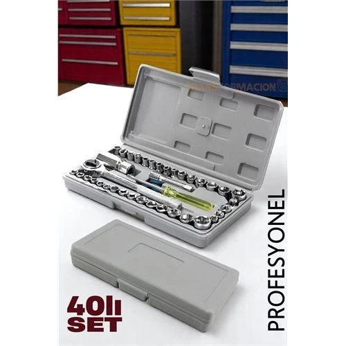 ModaCar Profesyonel 40'lı Lokma Seti - Dayanıklı ve Pratik Kullanım Torklu  Tamir Seti