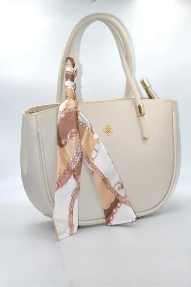 Kadın Bej Kurdele Süslü Fermuarlı Ve Askılı Günlük Şık Çanta - 2